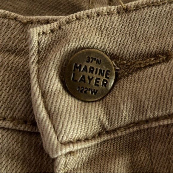 Marine Layer 5 Pocket Slim Fit Pant in Khaki | Size 32x32 - Picture 12 of 14